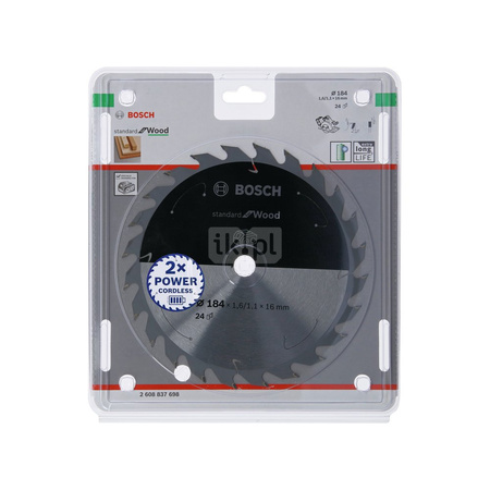 Ostrze do piły tarczowej bezprzewodowej Standard for Wood 184 x 1,6 / 1 x 16 T24