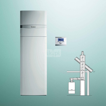 Pakiet - Kocioł gazowy dwufunkcyjny VAILLANT ecoCOMPACT VSC 206/4-5 150 kondensacyjny stojący 4.3-21.5kW + Regulator multiMATIC 700 + Zestaw powietrzno-spalinowy szachtowy