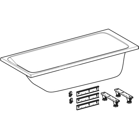 Wanna prostokątna Tawa 170x70, slim, z nogami montażowymi