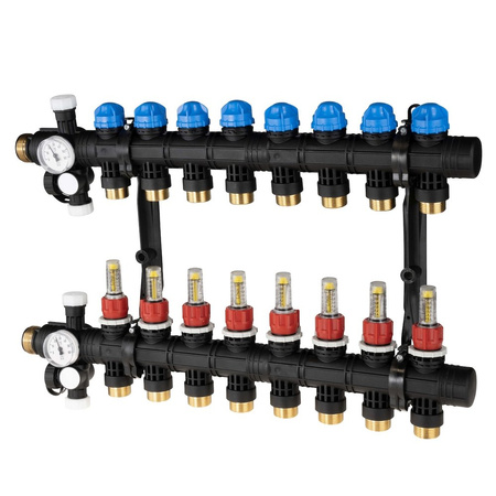 Rozdzielacz do ogrzewania podłogowego AFRISO ProCalida EF1 8-obieg. poliamid GZ 1'' x Euroconus 3/4''