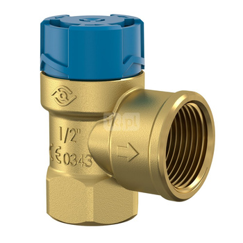 Zawór przelewowy kątowy (90') FLAMCO MEIBES Flopress B mosiądz, 10 bar GW 1/2'' x 3/4''