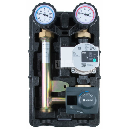 Grupa pompowa AFRISO PrimoTherm K 180-2 DN25 WP 3-WM-R GZ x GW 1 1/2'' x 1'', z zaworem mieszającym, z izolacją, z pompą obiegową