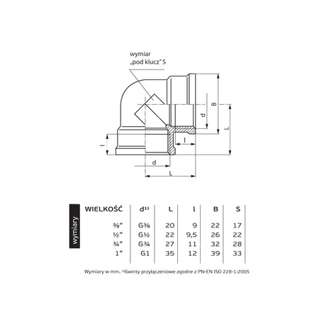 Kolano PERFEXIM 5113, mosiądz, 3/4'' (gw x gw), PN16 bar