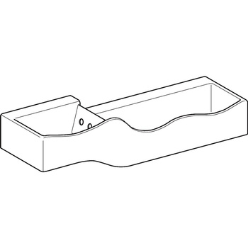 Umywalka GEBERIT Bambini podwójna 3-stanowiskowa prostokątna (rynna, bez elementów dekoracyjnych), biała, 1390mm, bez otworu na baterię, bez odpływu przelewowego, półka od ściany