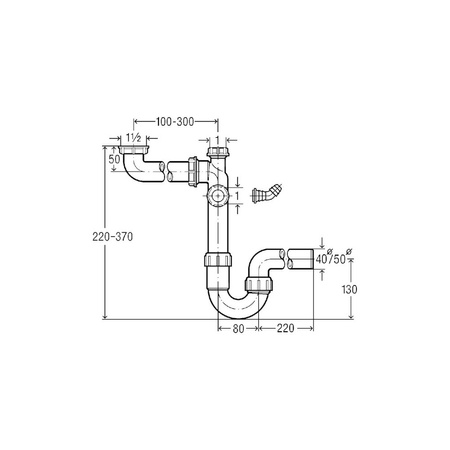 Pozyskiwacz przestrzeni-syfon rurowy przeznaczenie: zlewozmywak, nr wzoru 7850 G: 1½ DN: 50