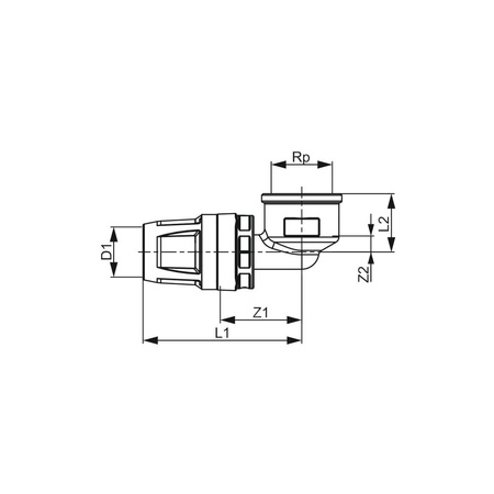 Mufa 90' TECE logo Dwuczęściowy, mosiądz, 20 mm x 3/4'' (pz x GW)