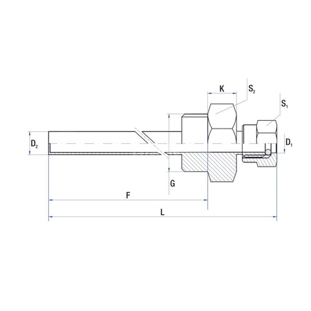 Tuleja zanurzeniowa RUMET z dławicą - toczona Mosiądz 1/2'' 6 mm L=50