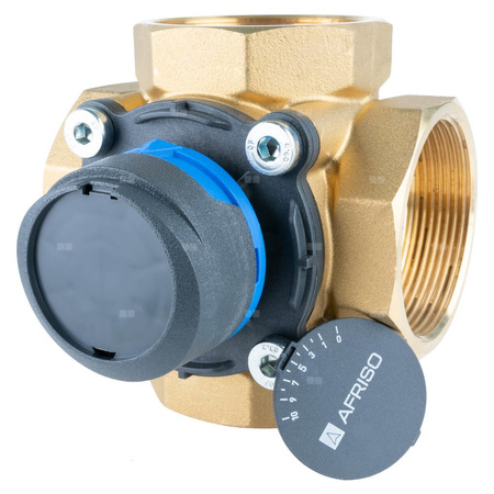 Zawór obrotowy czterodrogowy AFRISO ARV 487 ProClick, mieszający, Siłownik elektryczny ARM 343 ProClick, DN 50