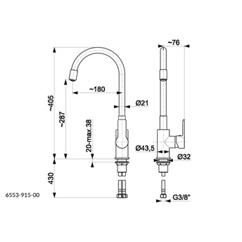Bateria zlewozmywakowa stojąca KFA Armatura RUMBA, kolor chrom, beżowa, mosiądz