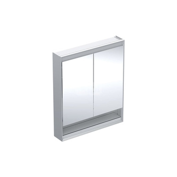 Geberit ONE Szafka z lustrem, Comfort Light, B75cm, H90cm, T15cm, z wnęką, montaż natynkowy, z dwojgiem drzwi, szary