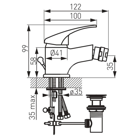 Bateria bidetowa stojąca FERRO BASIC, kolor chrom