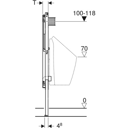 Stelaż podtynkowy do pisuaru GEBERIT Duofix dla armatury podtynkowej, do głowicy natryskowej, 1120 x 500 x 75 mm, regulacja wysokości