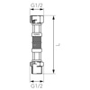Wąż przyłączeniowy elastyczny FERRO z oplotem (stal), gw x gz, 1/2'' x 1/2'', długość 30 mm, z uszczelką