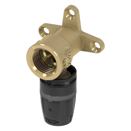 Kolano naścienne 90' TECE logo naścienne Dwuczęściowy, mosiądz, 16 mm x 1/2'' (pz x GW)