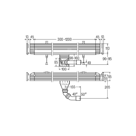 Odpływ prysznicowy prostokątny VIEGA 4967.10, 1200 x 113 x 85 mm, dł: 1200 mm, z syfonem