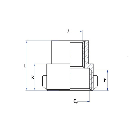 Mufa redukcja RUMET mosiądz 1'' x 1/2'' (GW x GW), 33 mm