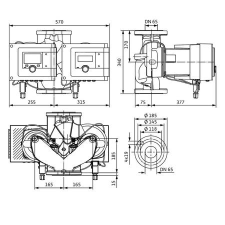 Pompa obiegowa WILO Stratos MAXO-D 65/0,5-16 PN16 1x230 V 50/60 Hz, PN 16/16bar