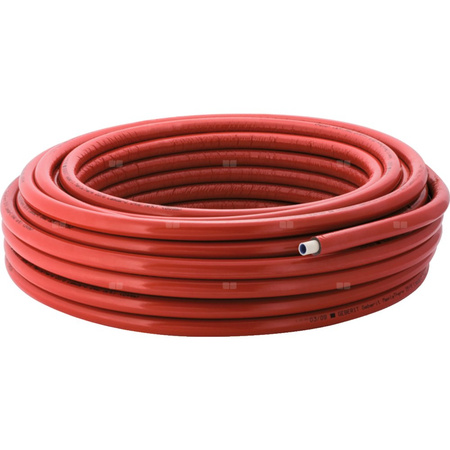 Rura PE-RT II/AL/PE-RT II GEBERIT MeplaTherm 20 mm x 2.5 mm izolacja: 10 mm, izolacja kolor czerwony - kręgi 50m wielowarstwowa gładka