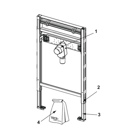 Stelaż podtynkowy do umywalki TECE profil, 820 x 500 x 75 mm, regulowana wysokość
