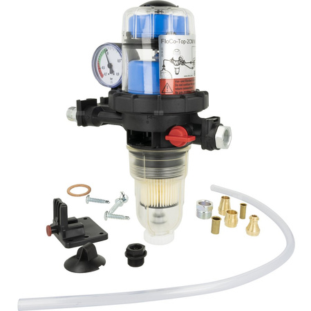 Filtr olejowy AFRISO FloCo-Top-2CM MS-5zintegrowany z odpowietrznikiem fi 3/8''/3/8'' GW x GZ, z wkładem opticlean, maks. przepływ 100 l/h