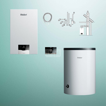 Pakiet - Kocioł gazowy jednofunkcyjny VAILLANT ecoTEC plus VC 15CS/1-5 kondensacyjny wiszący 2.8-16.4 kW + Regulator sensoCOMFORT 720f + Zestaw powietrzno-spalinowy szachtowy + Zasobnik c.w.u VIH R 150/6 B