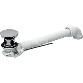 Zawór zestawu odpływowego Geberit model oszczędzający przestrzeń, z korkiem zaworu zewnętrznego uruchamianym za pomocą dźwigni