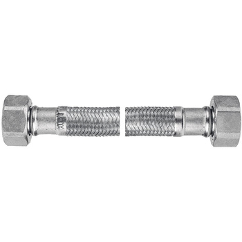 Wąż przyłączeniowy elastyczny FERRO z oplotem (stal), gw x gw, 1/2'' x 1/2'', długość 70 mm, z uszczelką