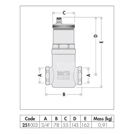 DISCAL - Separator powietrza do instalacji solarnych 3/4" GW