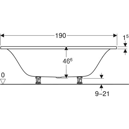 Wanna prostokątna Tawa 190x90, duo, slim, z nogami montażowymi