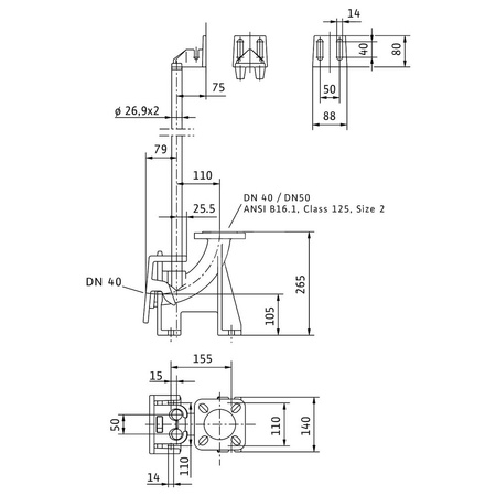 Stopa sprzęgająca żeliwo dł.150mm szer.260mm WILO
