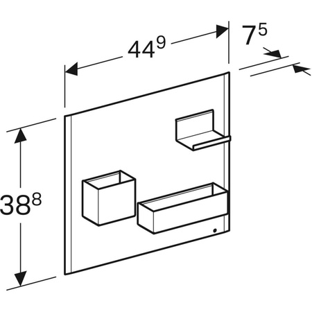 Tablica magnetyczna Acanto ze schowkami, B44.9xH38.8, lava mat