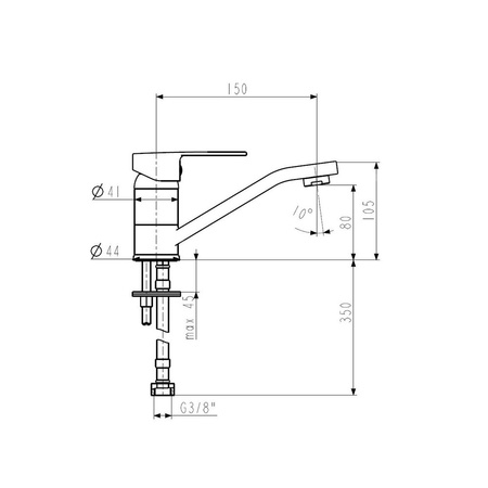 Bateria umywalkowa stojąca KFA Armatura MOHIT, chrom, obrotowa, płaska wylewka, montaż blat / otwór na baterię