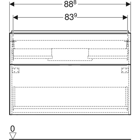 Szafka pod umywalkę GEBERIT iCon, 2 szuflady, kolor biały szer.88.8mm