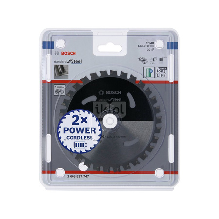 Ostrze do piły tarczowej bezprzewodowej Standard for Steel 140 x 1,6 / 1,1 x 20 T30