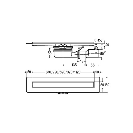 Odpływ liniowy z rusztem Advantix Visign ER10 stal nierdzewna 1.4301, nr wzoru 4983.10 L: 800