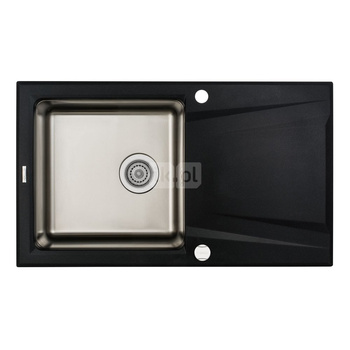 Deante Prime Zlewozmywak granitowo-stalowy 1-komorowy z ociekaczem - grafit metalik