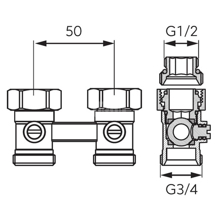 Zawór przyłączeniowy prosty do grzejników dolnozasilanych
