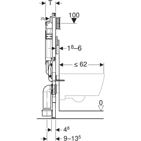 Stelaż podtynkowy do WC GEBERIT Duofix z odciągiem bocznym + Sigma, 1120 x 500 x 120 mm, regulowana wysokość, ze spłuczką