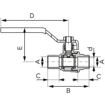 Zawór kulowy FERRO F-Power do wlutowania 22 mm lw, uchwyt: dźwignia