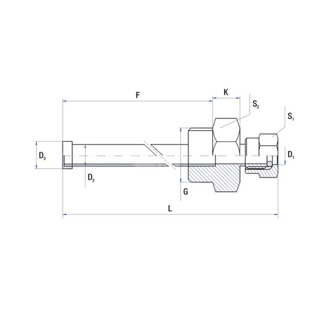Tuleja zanurzeniowa RUMET z dławicą - lutowana Mosiądz 1/2'' 8 mm L=70