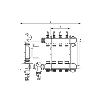 Rozdzielacz do ogrzewania podłogowego TECE floor 6-obieg. mosiądz 1'' x eurocono 3/4'' + przepływomierz + pompa