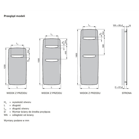 Grzejnik elektryczny ZEHNDER Vitalo Spa 1800 x 490 mm, kolor biały, moc 750 W