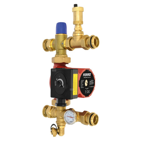 Grupa mieszająca dwufunkcyjna z zaworem termostatycznym 3-drogowym i pompą elektroniczną 25-6 130