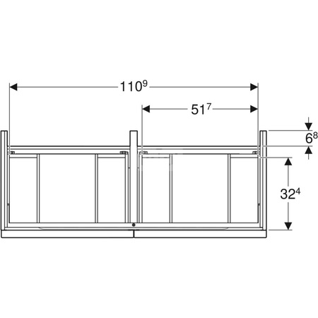 Szafka iCon pod umywalkę podwójną, z dwoma szufladami 118,4 cm x 24,7 cm x 47,6 cm, biały / lakierowany na wysoki połysk, biały / matowy