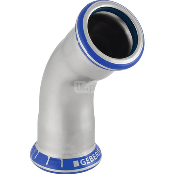 Kolano 45' GEBERIT Mapress Edelstahl FKM, stal nierdzewna, 54 mm, DN 50 x 54 mm x DN 50 (mufa zaprasowywana x mufa zaprasowywana), (głębokość: 27 mm) z uszczelką