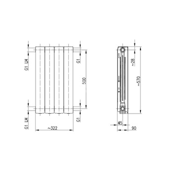 Grzejnik aluminiowy ADR 500/4 czarny