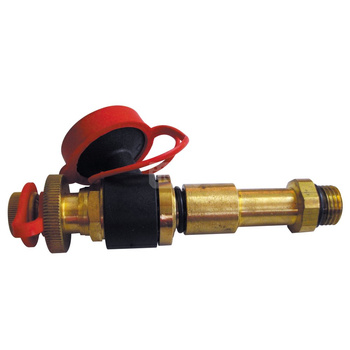 Zawór regulacyjno-pomiarowy HERZ długi ze spustem mosiądz (czerwony), 1/4'' GZ