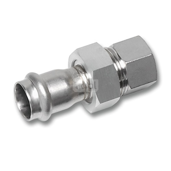 Śrubunek SANHA NiroSan Press z uszczelką trzyczęść., stal nierdzewna, 54 mm x 2'' (zw x GW)