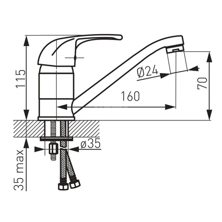 Bateria umywalkowa stojąca FERRO VASTO, chrom, obrotowa