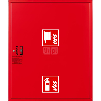 Hydrant DN25 FIT zawieszany z miejscem na gaśnice pod zwijadłem, wąż 30m, zamek patent, RAL 3000